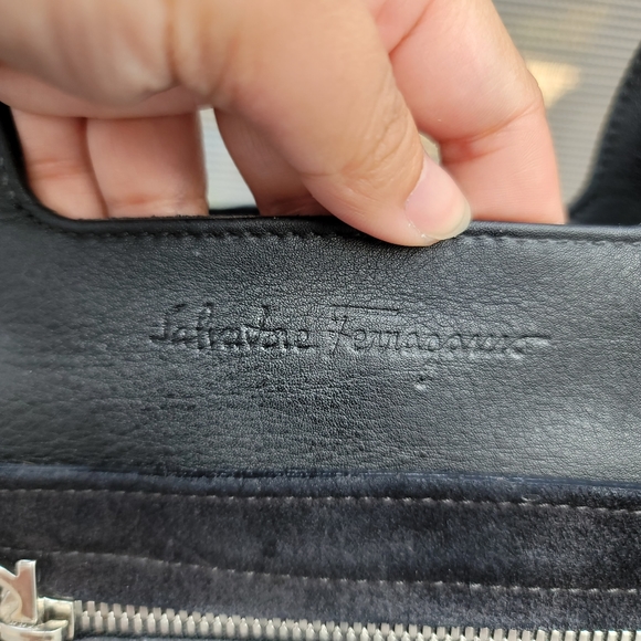 Salvatore Ferragamo Black Leather Suede Bag - Picture 5 of 16